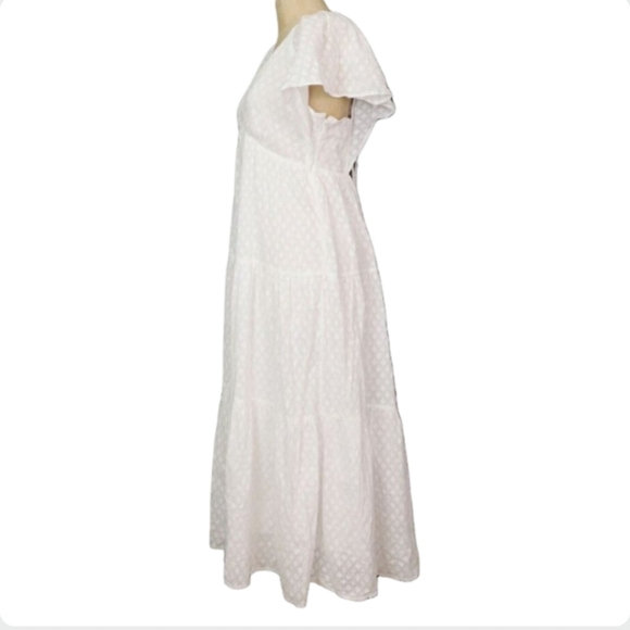 NWT Madewell White Crinkled Georgette Maxi Dress V-Neck Flutter Sleeves Size 8 - Picture 9 of 16